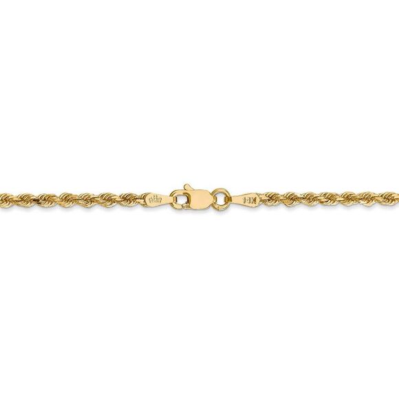 2.25mm, 14k Yellow Gold Diamond Cut Solid Rope Chain Necklace, 26 Inch - Picture 3 of 7